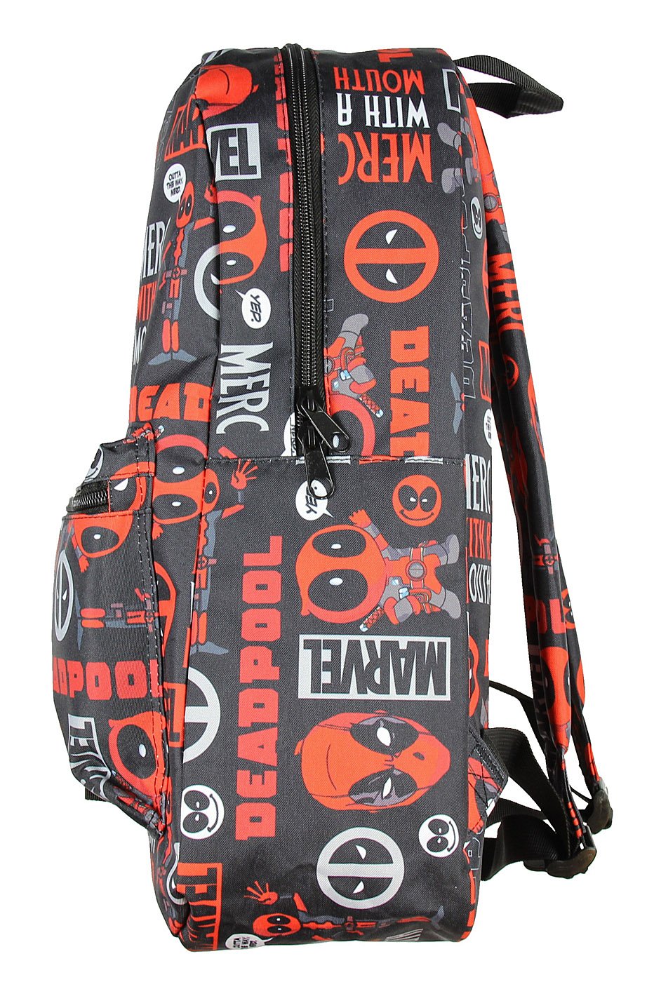 Marvel Deadpool Backpack Merc With A Mouth Verbiage All Over Print Laptop Travel Backpack