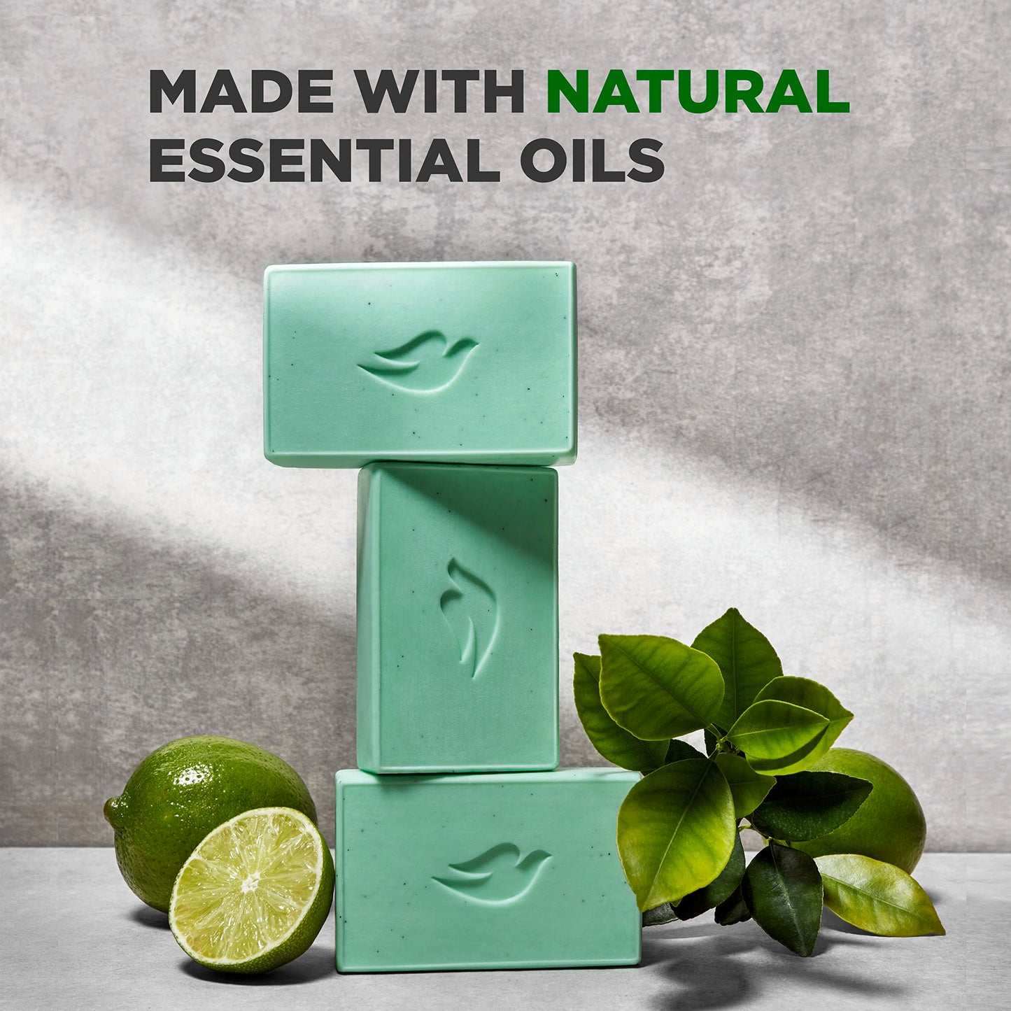 DOVE MEN + CARE Plant-Powered Natural Essential Oil Bar Soap Reinvigorating Lime + Avocado Oil to Clean and Hydrate Mens Skin 4-in-1 Bar Soap