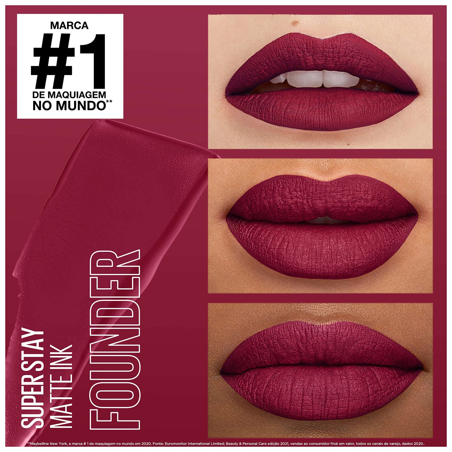 Maybelline Super Stay Matte Ink Liquid Lipstick Makeup, Long Lasting High Impact Color, Up to 16H Wear, Founder, Cranberry Red, 1 Count, Packaging May