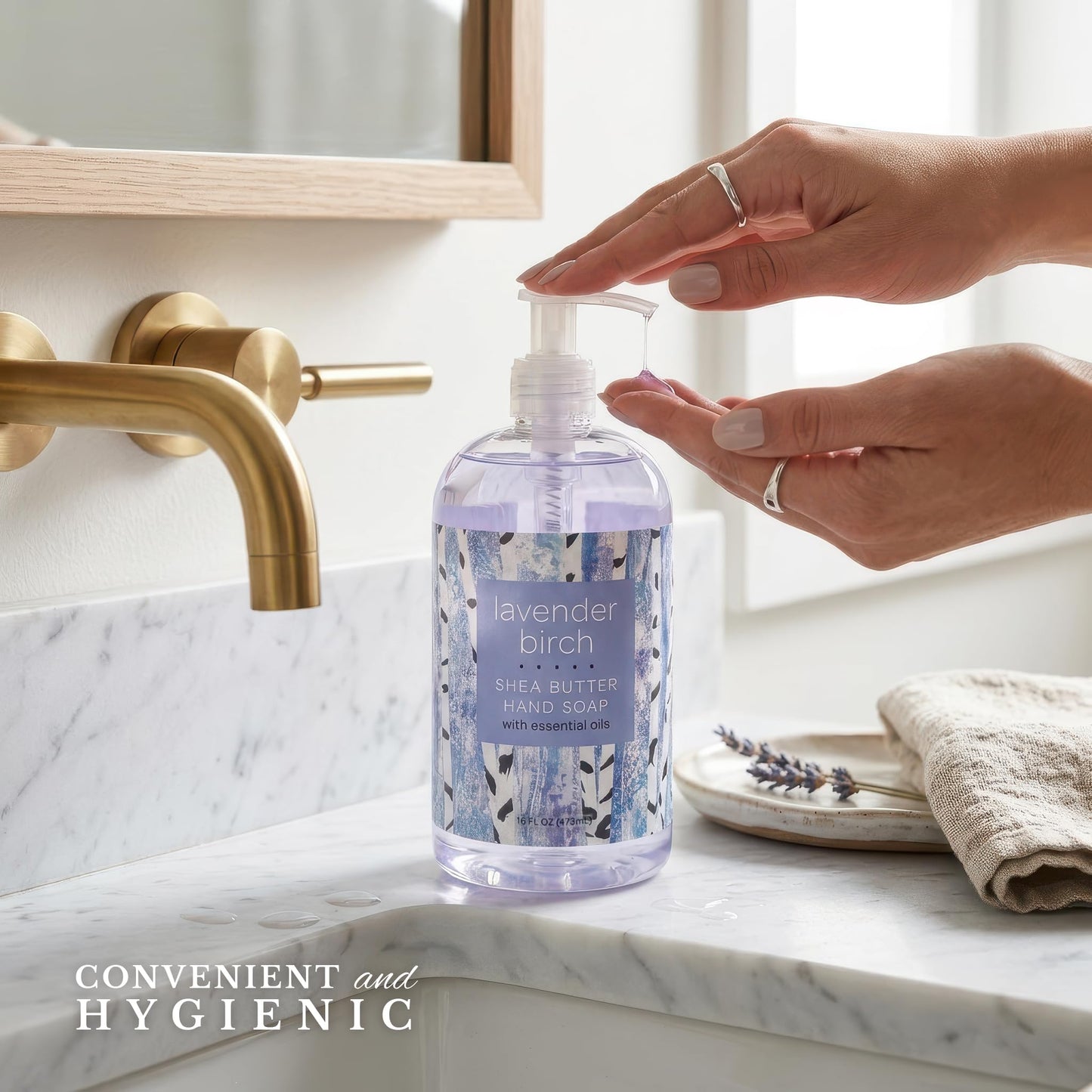 Greenwich Bay Trading Shea Butter Hand Soap - Lavender Birch Moisturizing Liquid Hand Soap, Calming Spa Scent, Gentle for Sensitive Skin, Pump Bottle