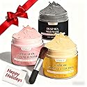 YLNALO Stocking Stuffers for Women 3 Pcs Clay Facial Mask Set - Turmeric Vitamin C, Dead Sea and Himalayan Clay Skin Care Mask for Deep Cleansing