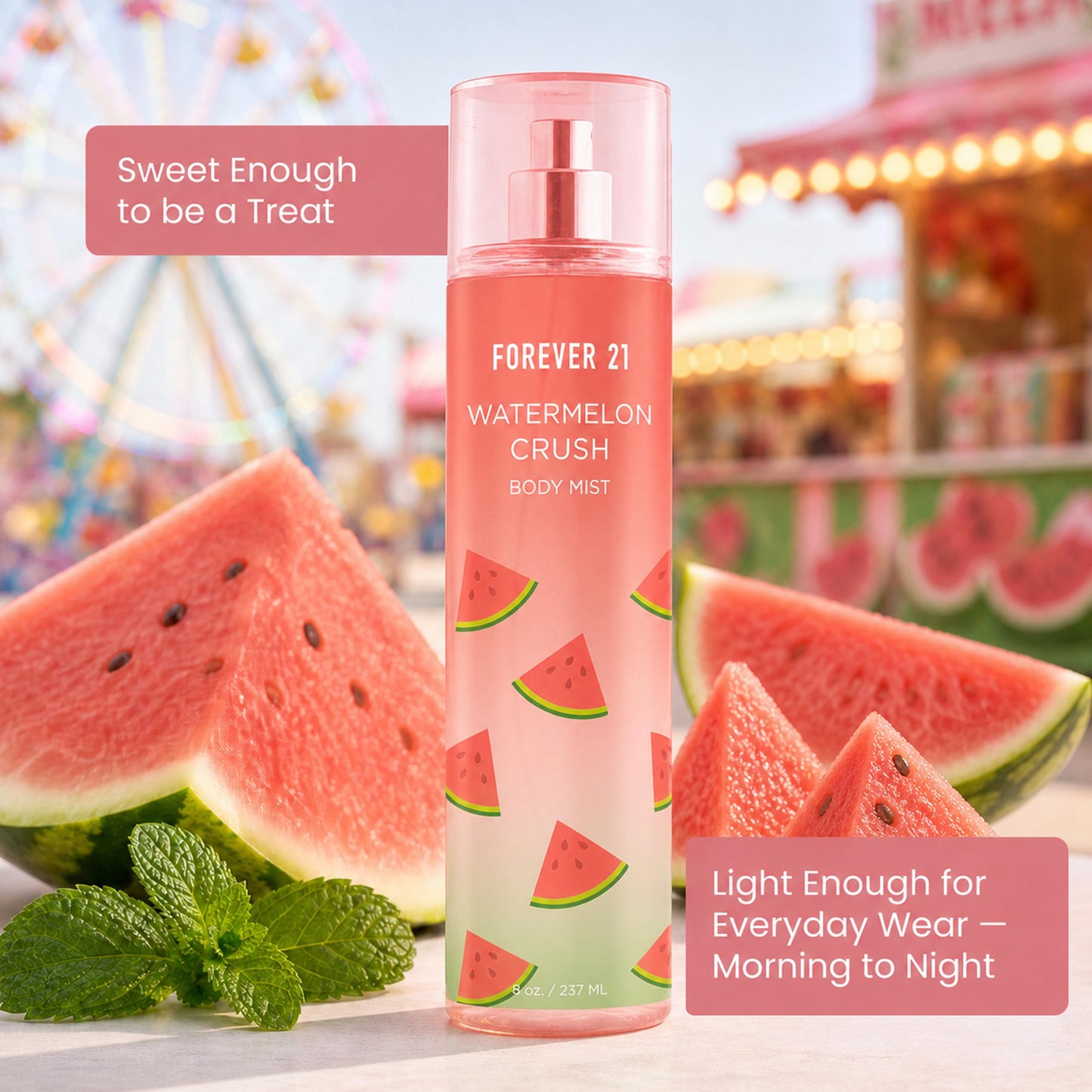 Forever 21 Watermelon Crush Body Spray Mist | Lightweight & Refreshing Everyday Scent | Sweet Body Spray with Fresh Sliced Watermelon Top Notes