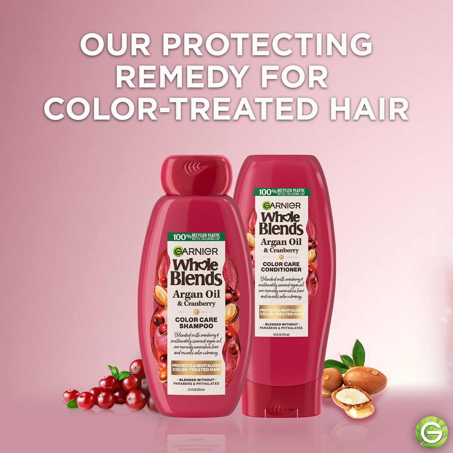 Garnier Whole Blends Color Care Conditioner with Argan Oil & Cranberry Extracts, 12.5 Fl Oz, 1 Count (Packaging May Vary)