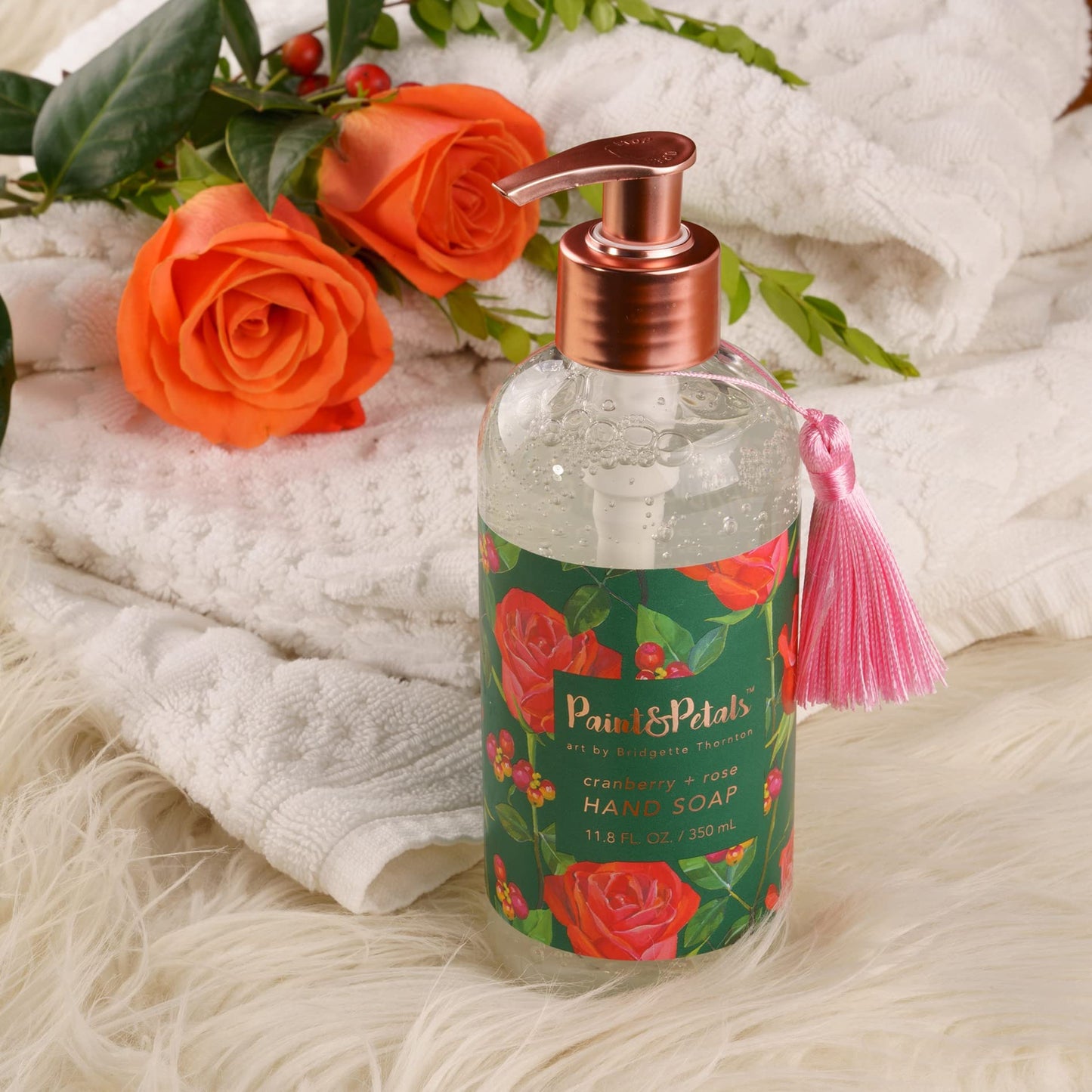 PAINT&PETALS Cranberry and Rose Scented Liquid Hand Soap, 11.8 Fluid Ounces