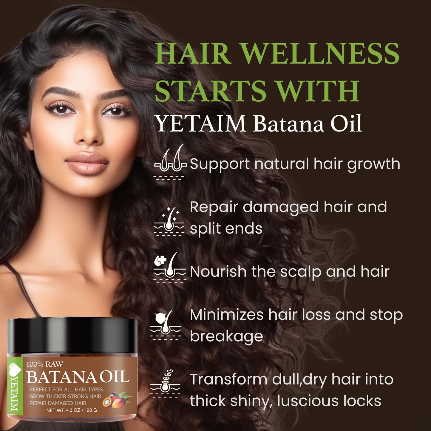 YETAIM Batana Oil for Hair Growth: 100% Natural Batana Oil Sourced from Honduras - Dr. Sebi Batana Oil