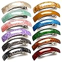12pcs Retro Acrylic Hair Barrettes Automatic Large Hair Clip Elegant French Design Barrettes for Women Ladies (Retro Color)