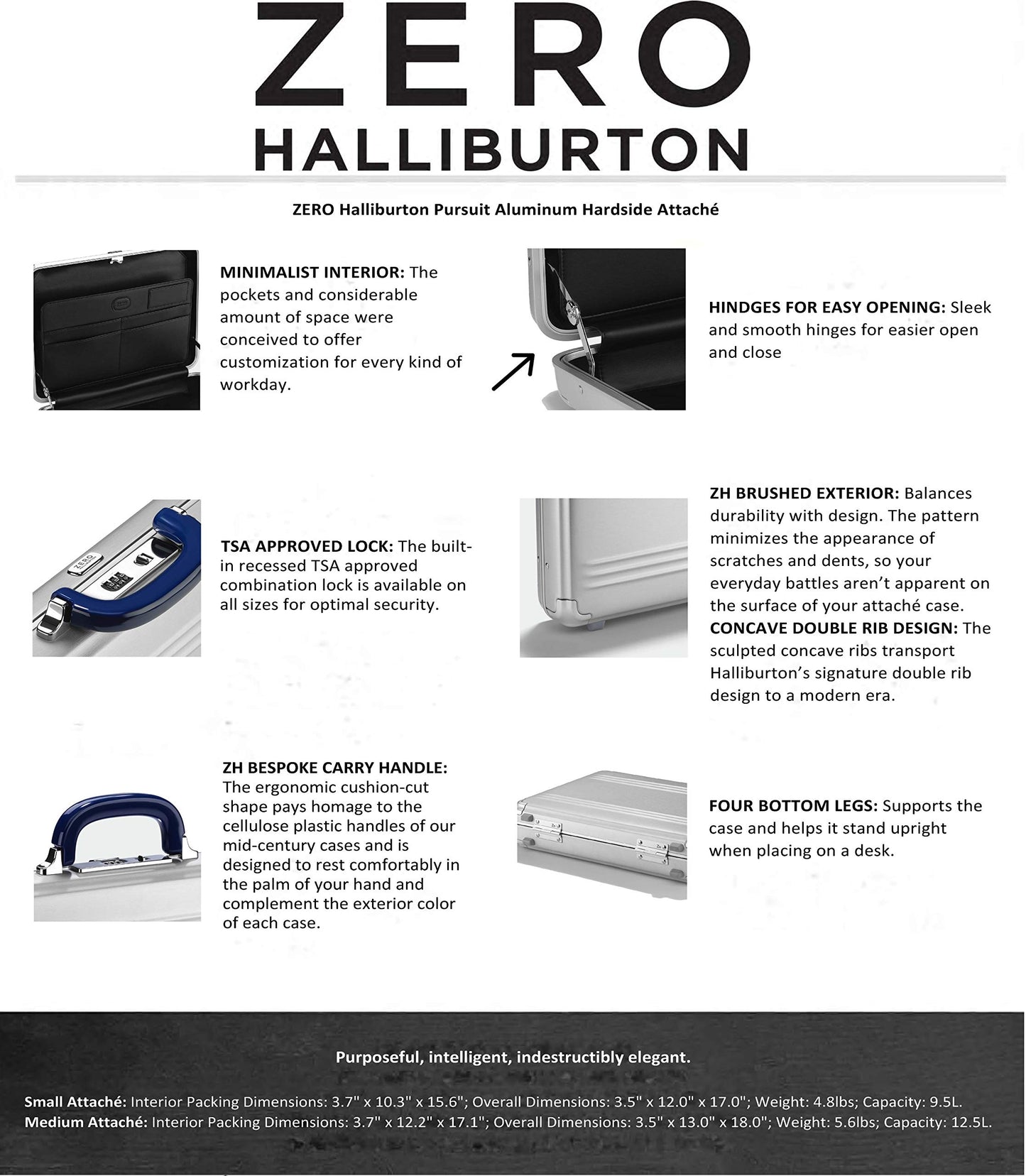 ZERO Halliburton Pursuit Aluminum Hardside Attaché (Silver, Medium Attaché)