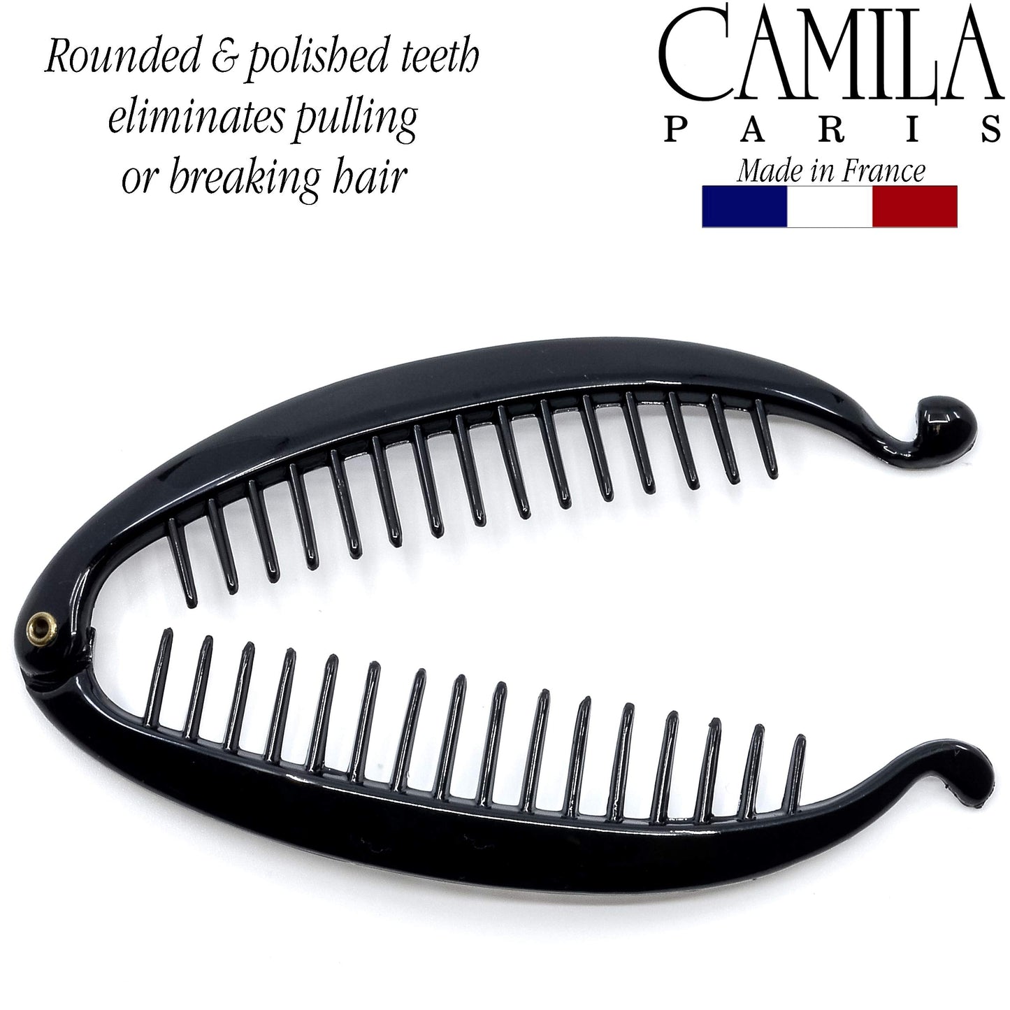 Camila Paris NV137 4.5 inch French Banana Clip Hair Comb Classic Girls Updo Flexible Ponytail Holder Interlocking Banana Combs, Fashion Durable
