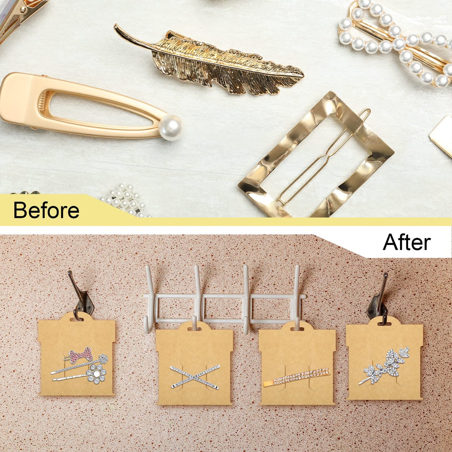 50 Pcs Hair Clip Display Cards 4.75 x 5.25 Inch Kraft Hair Bow Holder Cards Brown Bow Display Rectangular Clip Collecting Cardboard for Barrettes