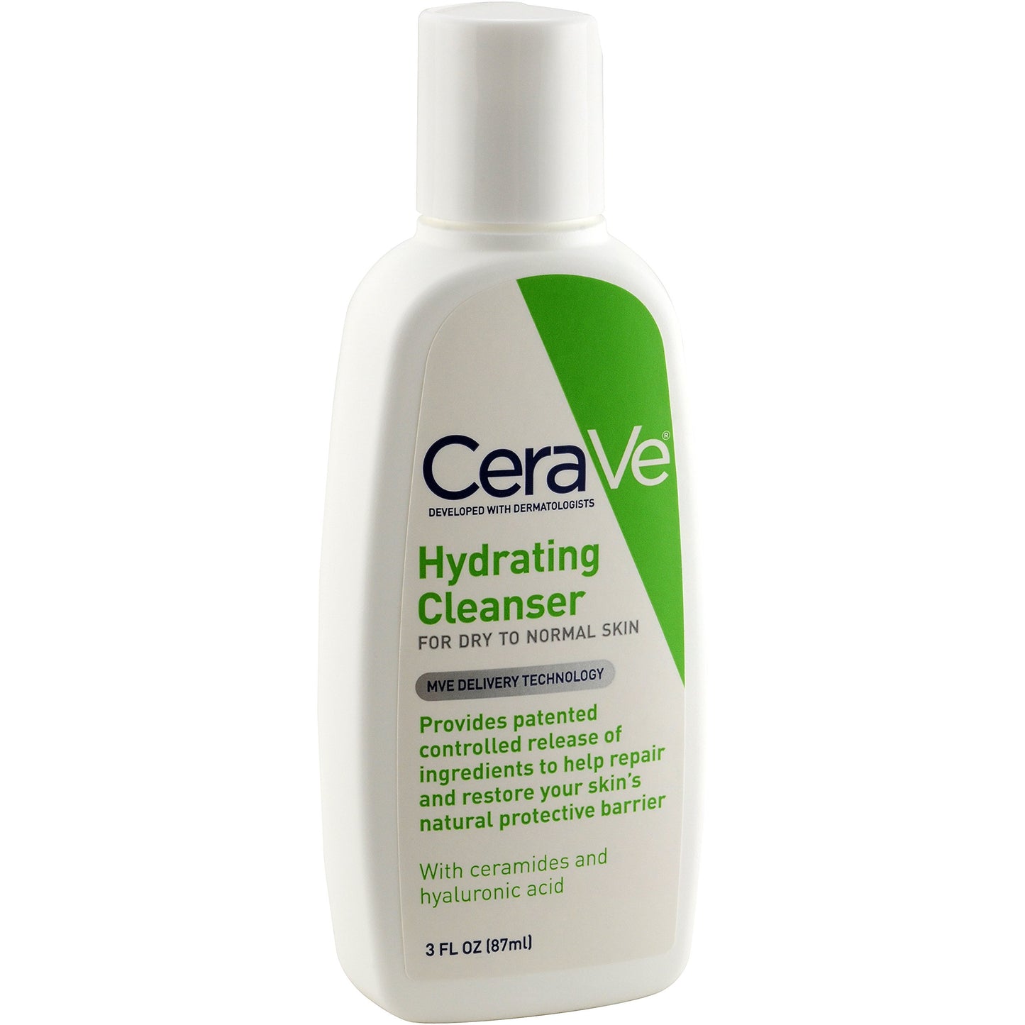CeraVe Hydrating Face Wash | 3 Fluid Ounce Travel Size | Daily Facial Cleanser for Dry Skin | Fragrance Free