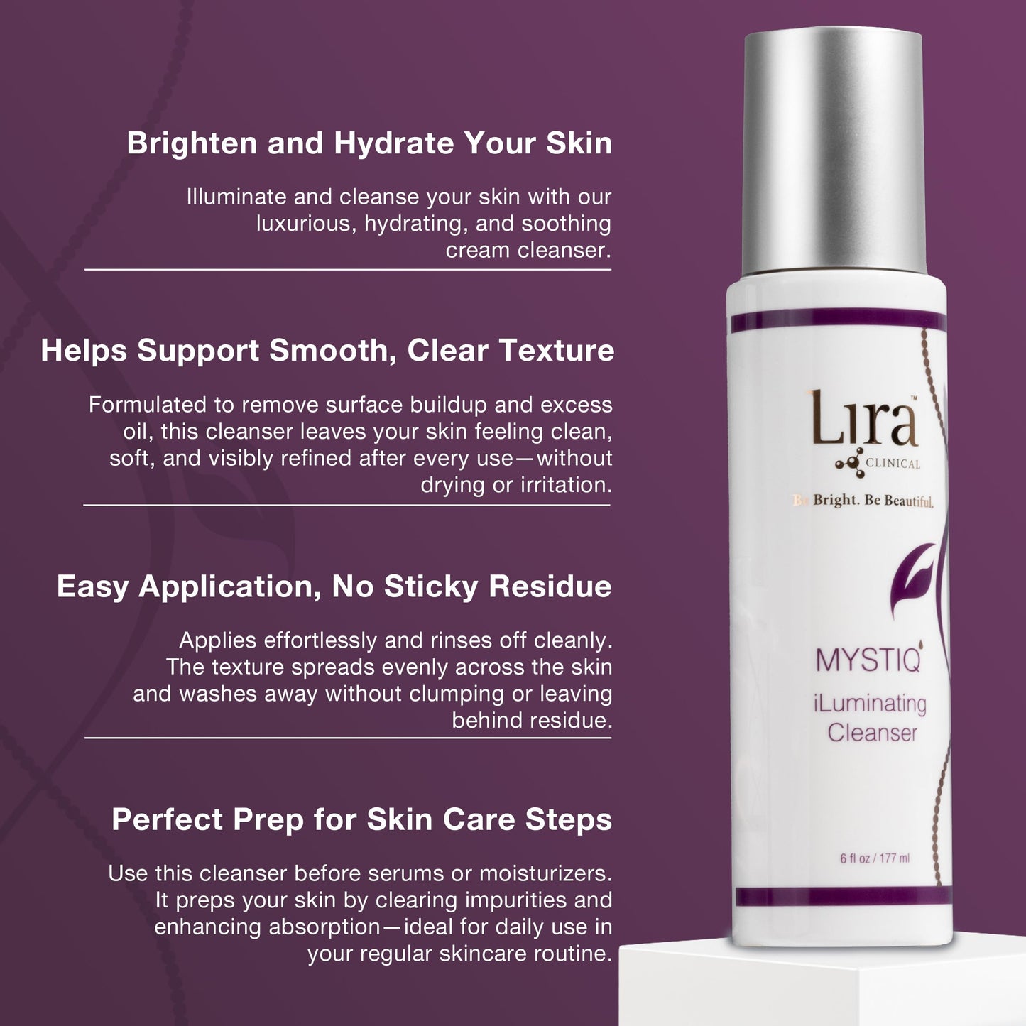 Lira Clinical MYSTIQ iLuminating Cleanser - Moisturizing Face Wash with Vitamin C, Orange Plant Stem Cells, and Plant Extracts - Gentle Facial