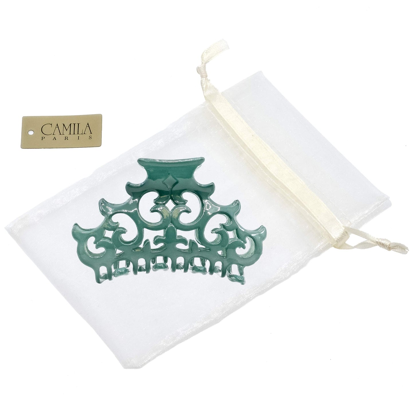 Camila Paris CP2403 French Hair Clip for Women, Large Green, Antique, Girls Hair Claw Clips Jaw Fashion Durable and Styling Hair Accessories