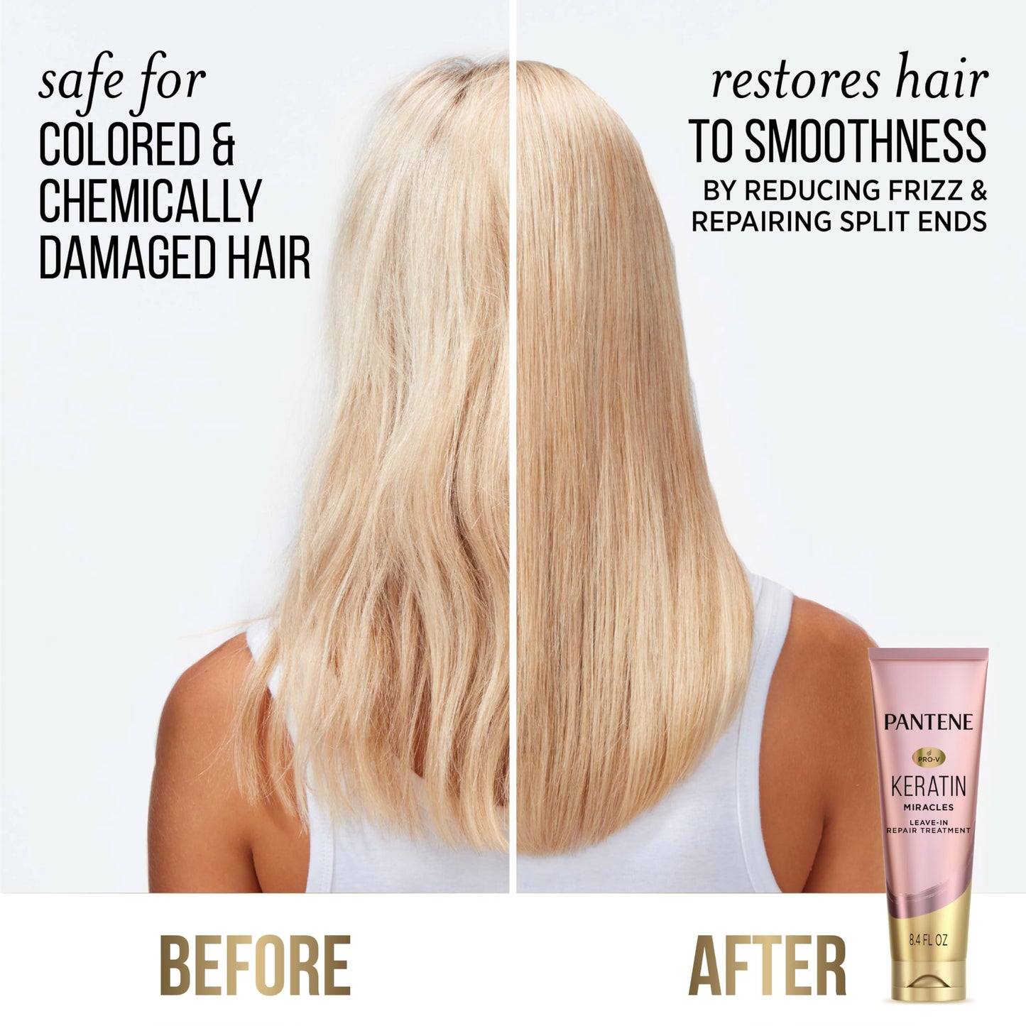 Pantene Keratin Leave-In Conditioner with Argan Oil, Protein Treatment for Dry, Damaged & Color-Treated Hair, Repairs Split Ends & Protects from