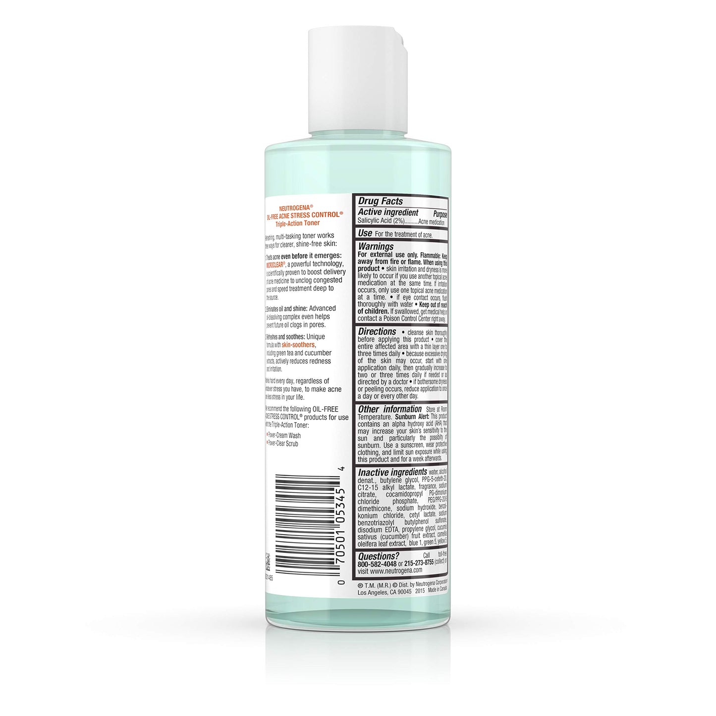 Neutrogena Oil-Free Acne Stress Control Triple-Action Toner, 8 Fluid Ounce (Pack of 2)