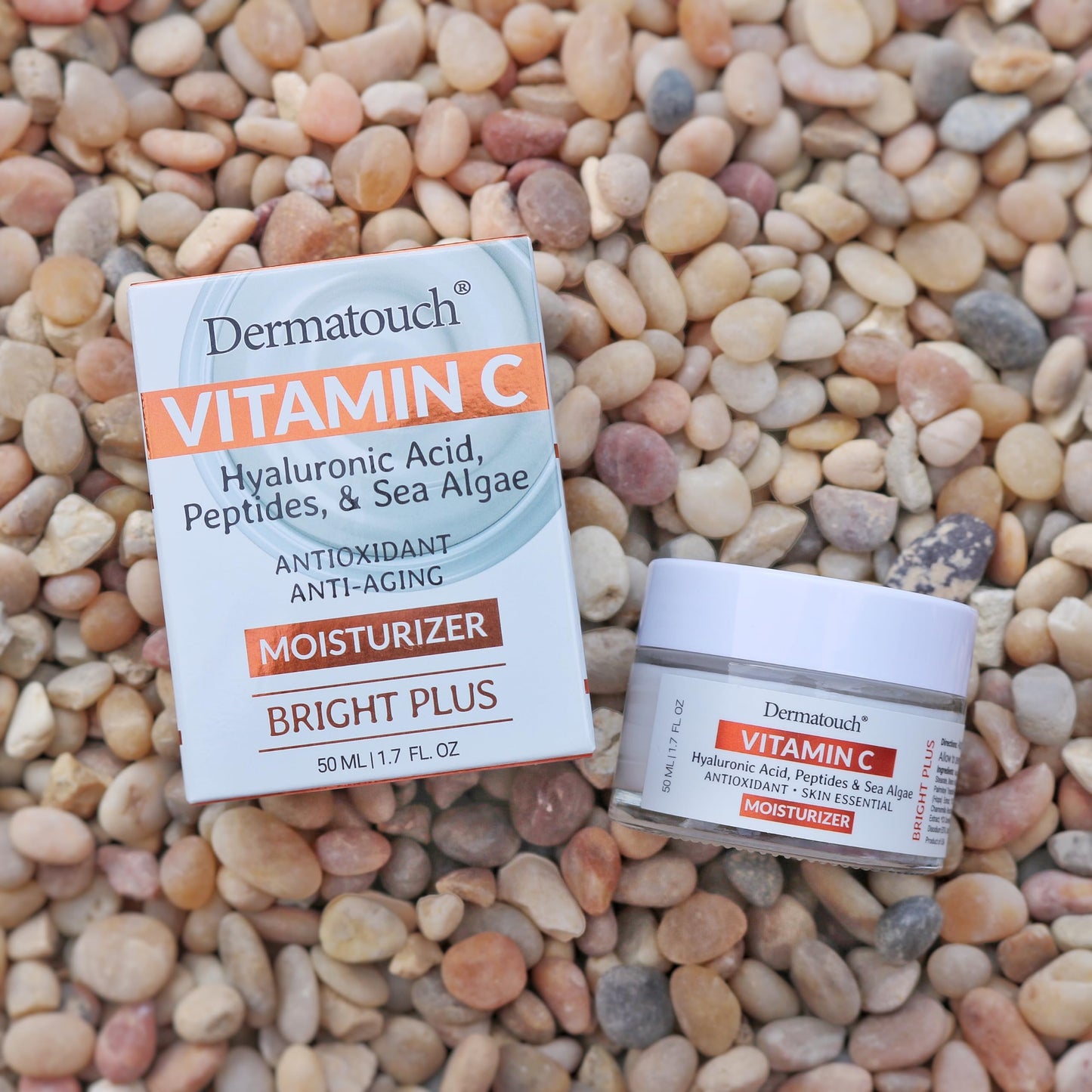 DERMATOUCH Vitamin C Bright Plus Moisturizer With Hyaluronic Acid, Vitamin E, Turmeric, Peptides and Sea Algae, Daily Hydrating Cream With Vitamins