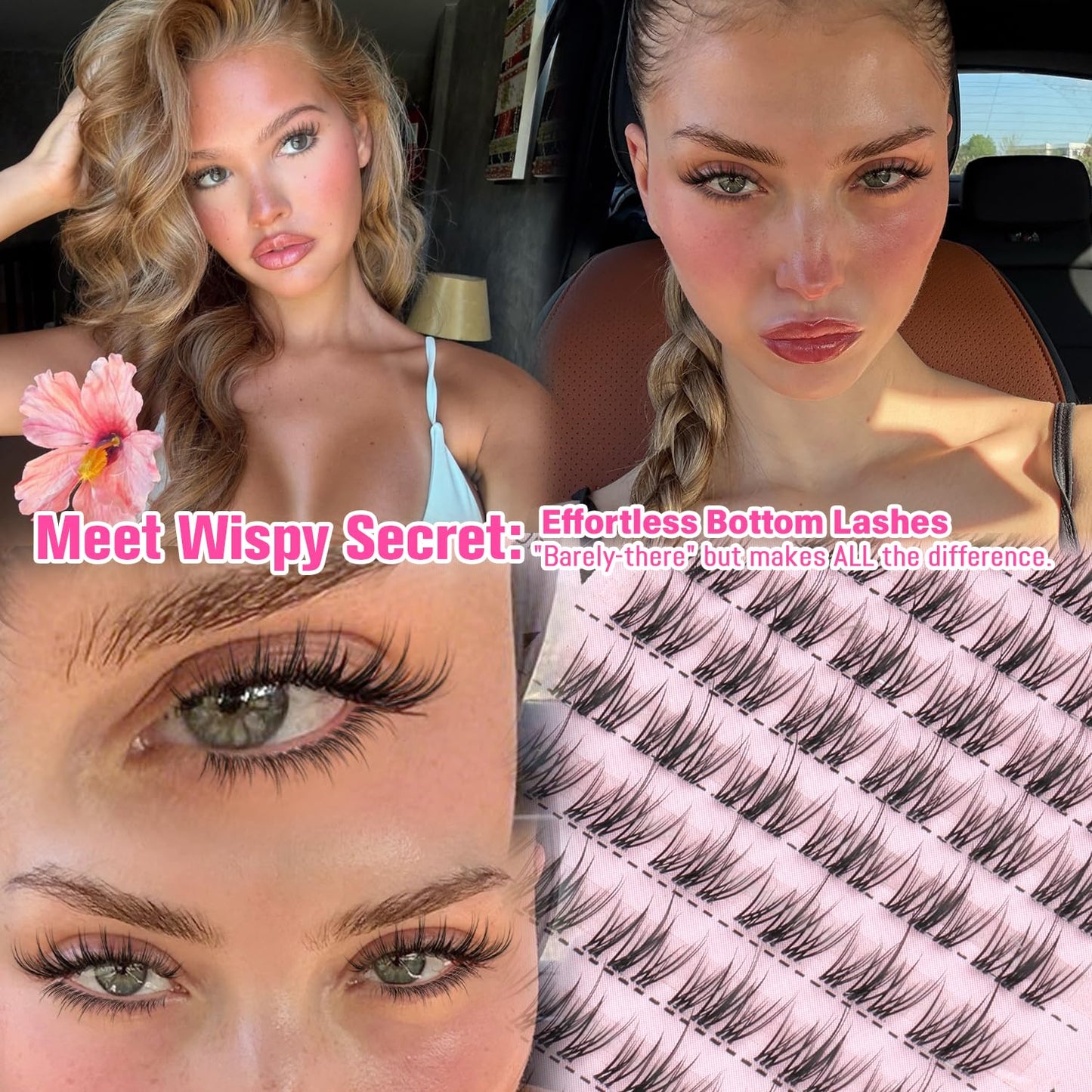calphdiar Natural Bottom Lash Clusters Wispy Bottom Lashes Fishtail Lower Eyelash Extensions 5mm 6mm Individual Lashes CC Curl Clear Thin Band Bottom Beauty and Personal Care calphdiar