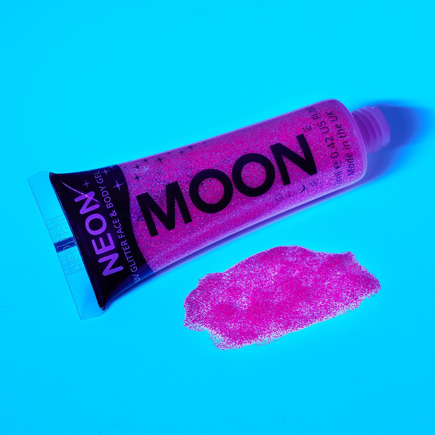 Moon Glow - Blacklight UV Glitter Face & Body Gel - 0.42oz Set of 6 - Blacklight Face Paint - glows brightly under Blacklight
