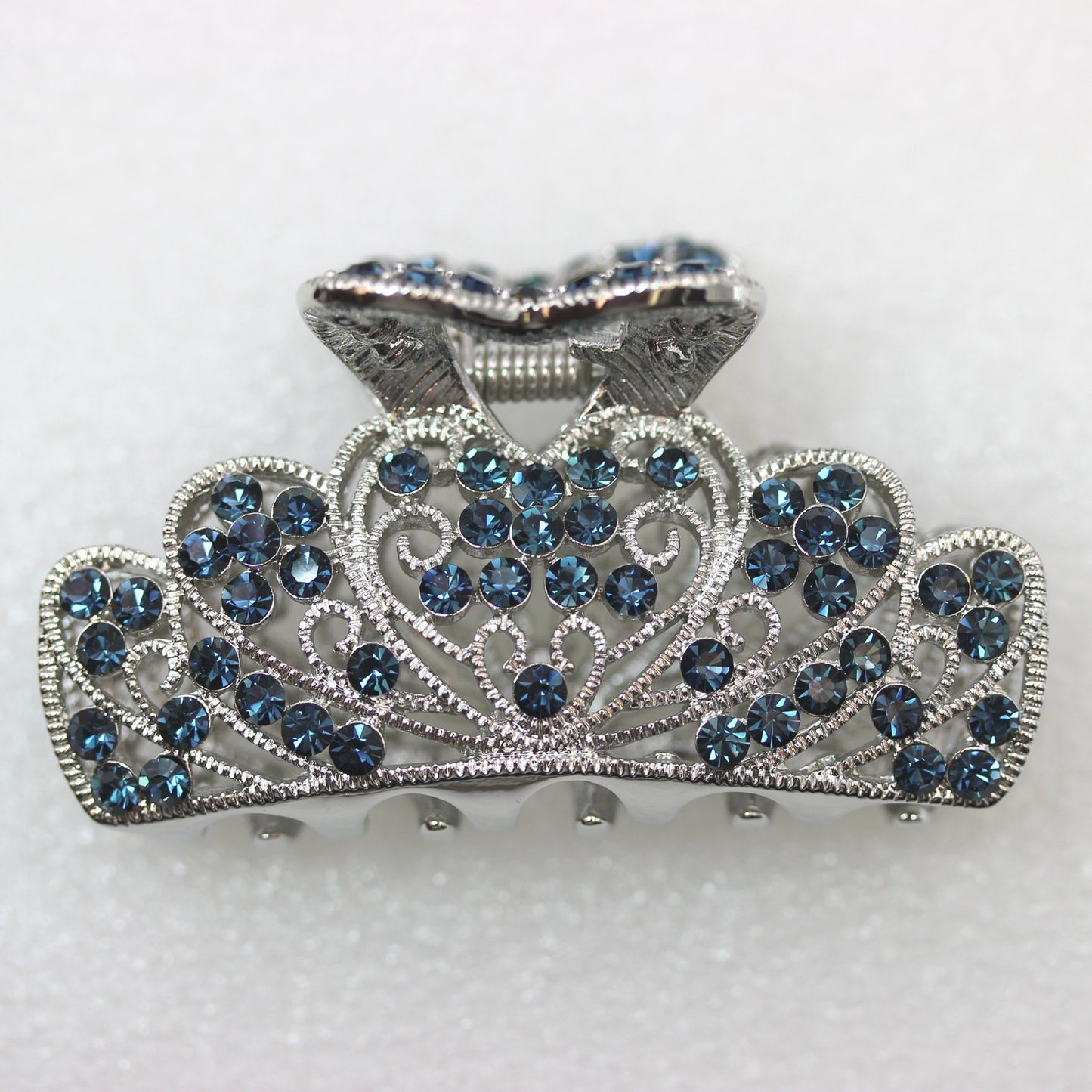 Faship Navy Blue Rhinestone Crystal Floral Hair Claw Clips
