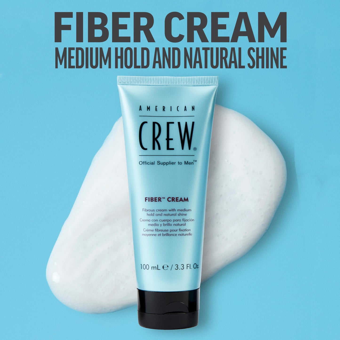 American Crew Men's Fiber Cream, Like Hair Gel with Medium Hold & Natural Shine, Stocking Stuffer for Him, 3.3 Fl Oz