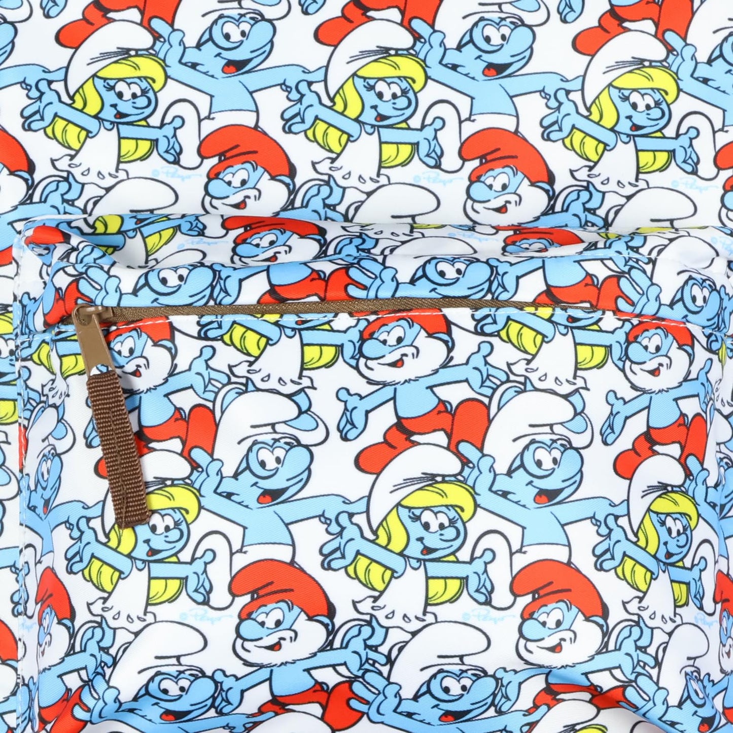 The Smurfs Backpack Papa Smurf and Smurfette Allover Collage Design Laptop Tech Sleeve School Book Bag Daypack