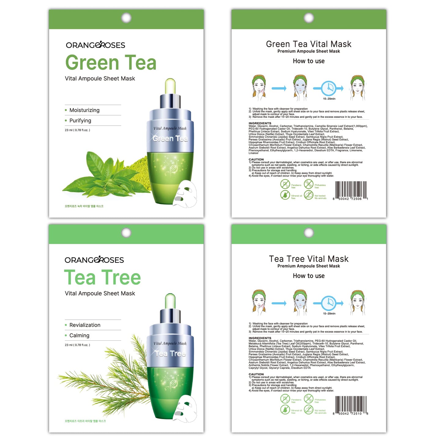 OBS Lab Orangeroses 30-Pc Sheet Mask Combo – Korean Facial Skincare for Moisturization, Wrinkle Care & Brightening | Simple & Effective Routine