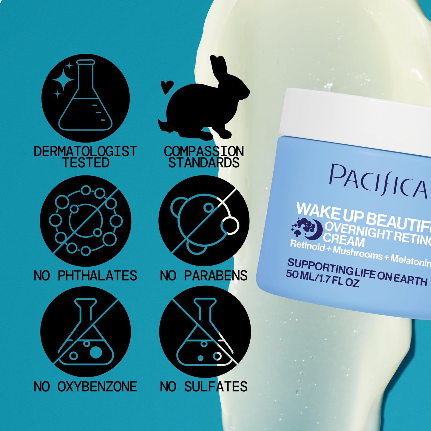 Pacifica Wake Up Beautiful Retinoid Night Cream - Overnight Anti-Aging Moisturizer with Hyaluronic Acid & Melatonin, Reduces Wrinkles & Fine Lines