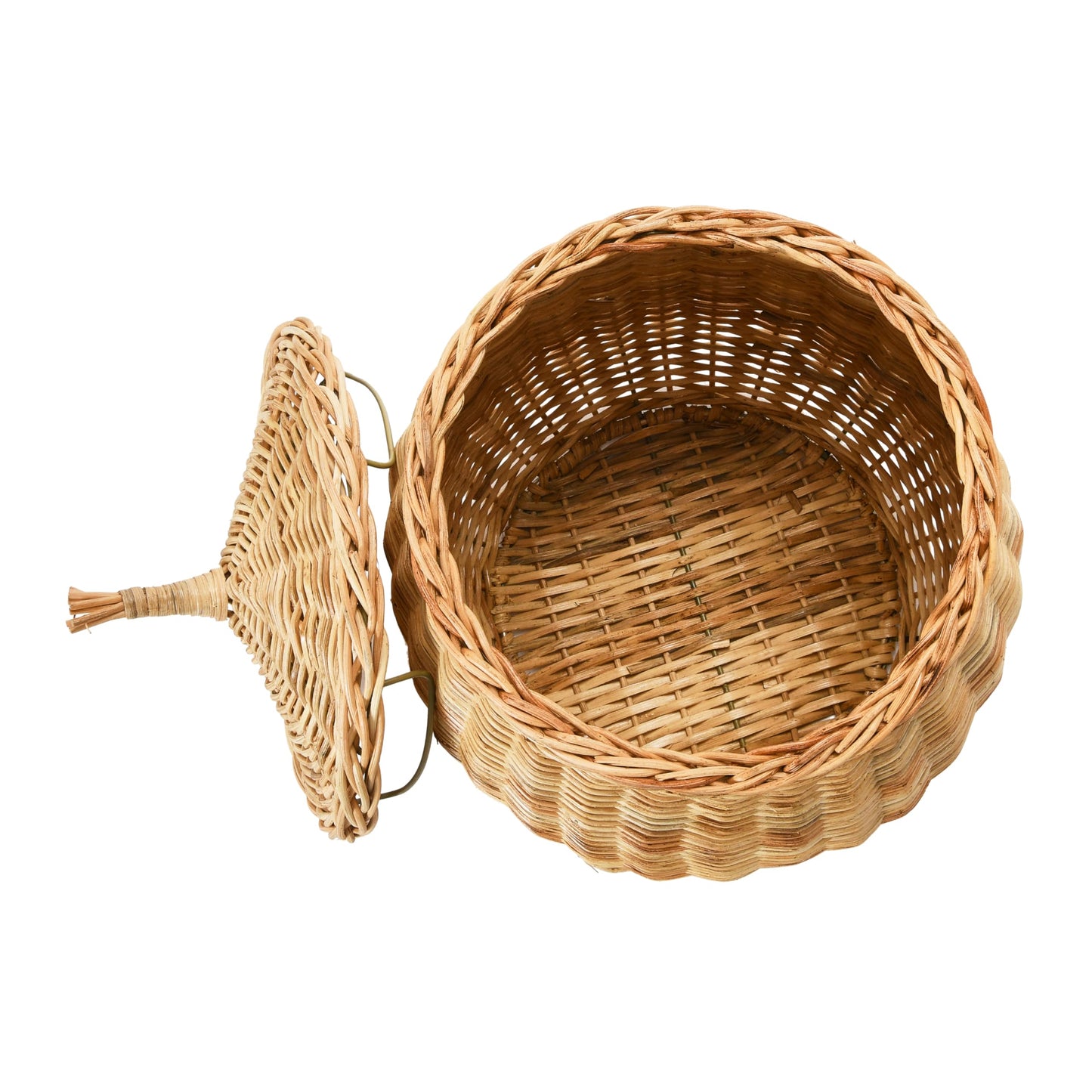 Creative Co-Op Hand-Woven Wicker Baskets with Lids, Set of 2