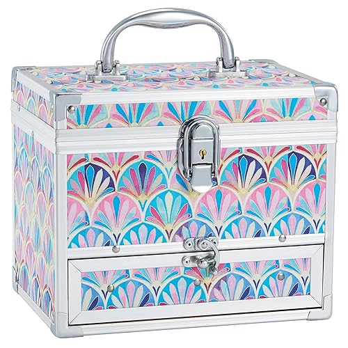 Hododou Girls Jewelry Box Organizer with Drawer & Mirror, Mermaid Tail Style Lockable Storage Case for Kid or Little Girls Jewelry and Hair…