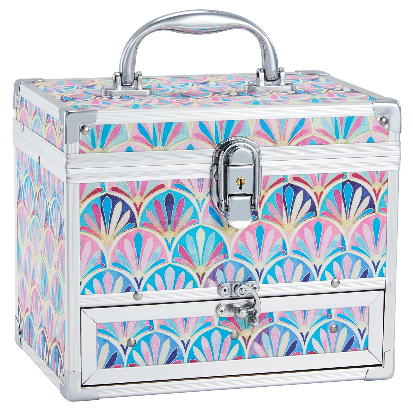 Hododou Girls Jewelry Box Organizer with Drawer & Mirror, Mermaid Tail Style Lockable Storage Case for Kid or Little Girls Jewelry and Hair…