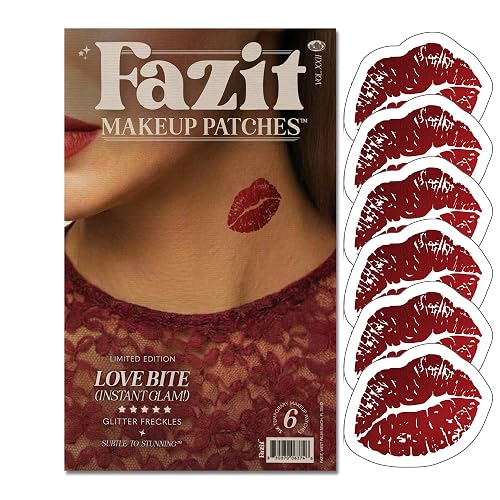 Fazit Makeup Patches - Love Bite - Glow Up Make-Up Patches - Cute Glitter Makeup Accessories For Women - Cosmetic Glitter For Face