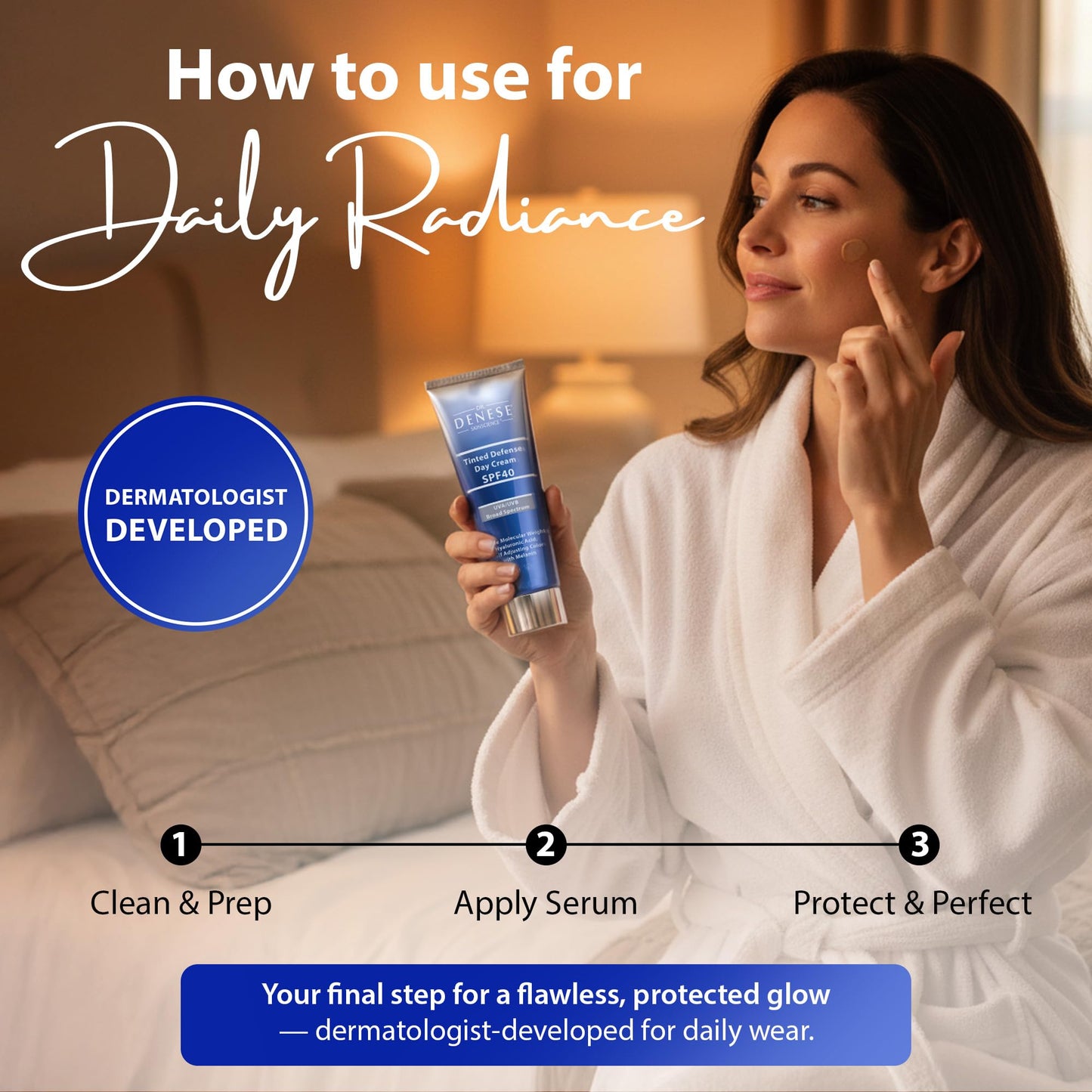 Dr. Denese SPF 40 Defense Day Cream (Rich) 4 oz - Tinted Moisturizer and Daily Sunscreen for Radiant Hydrated Skin - BB Cream with Antioxidants