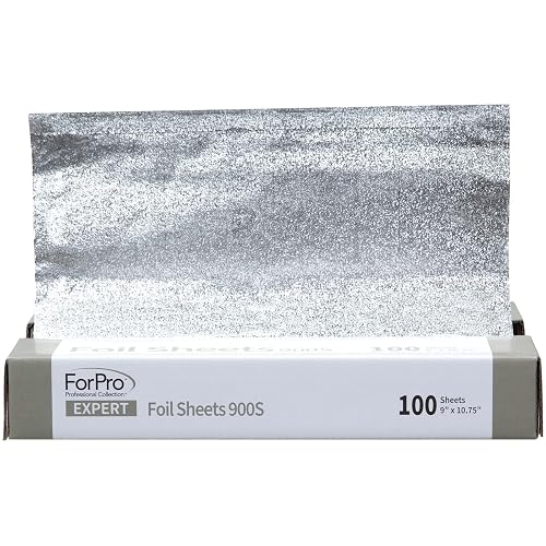 ForPro Expert Embossed Foil Sheets 900S, Aluminum Hair Foils for Color Application and Highlighting Services, Food Safe, Pop-Up Dispenser, 9” W x