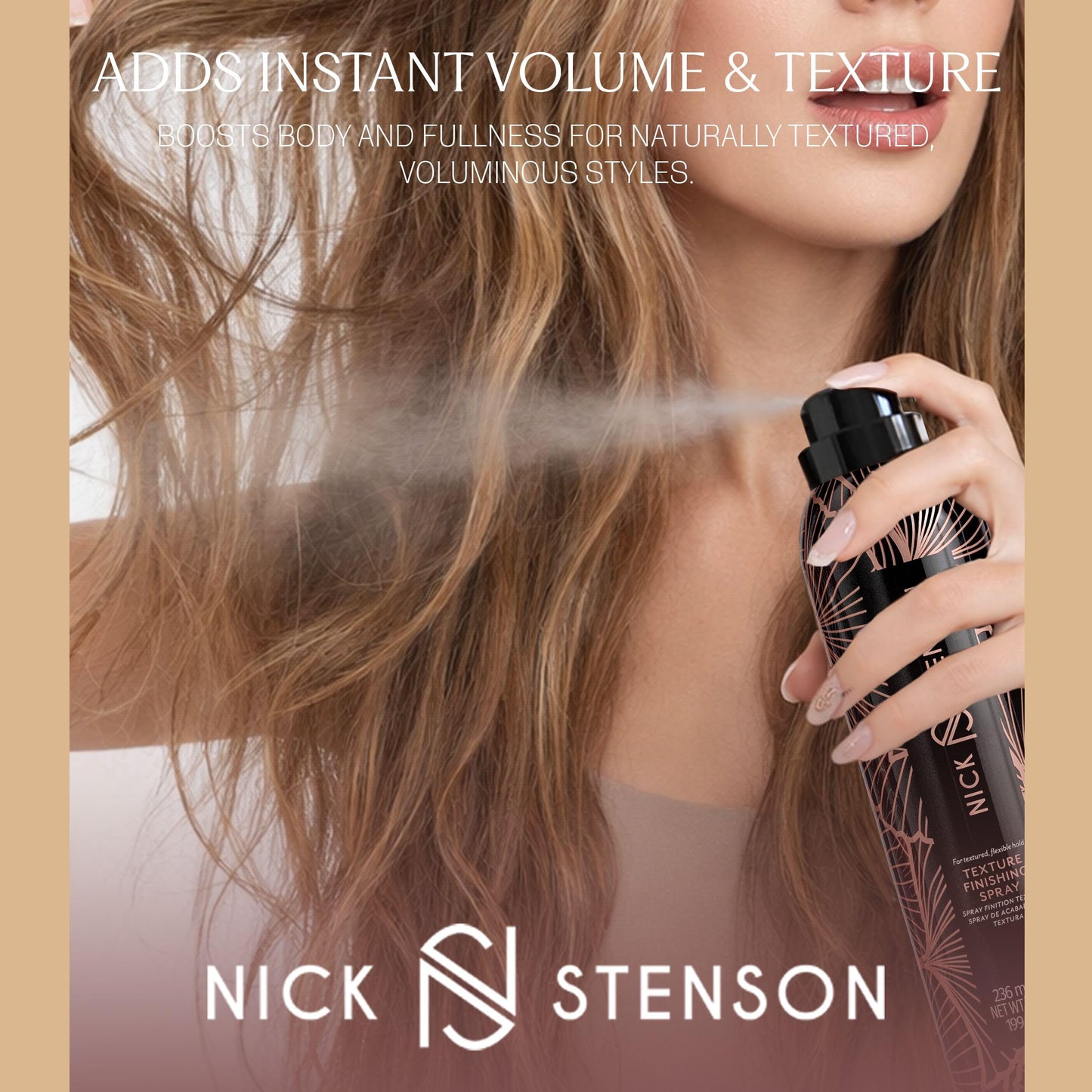 Nick Stenson Beauty Texture Finishing Spray - Volumizing Texture Spray for Hair with Flexible Hold - Ideal for Color-Treated & Second Day Hair