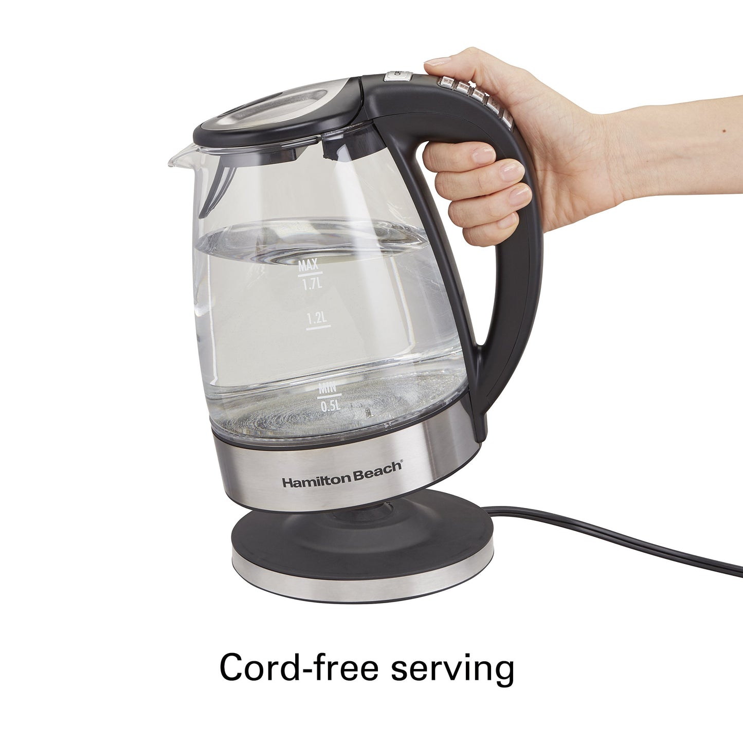 Hamilton Beach Temperature Control Glass Electric Tea Kettle, Water Boiler & Heater, 1.7L, Cordless, LED Indicator, Keep Warm, Auto-Shutoff…