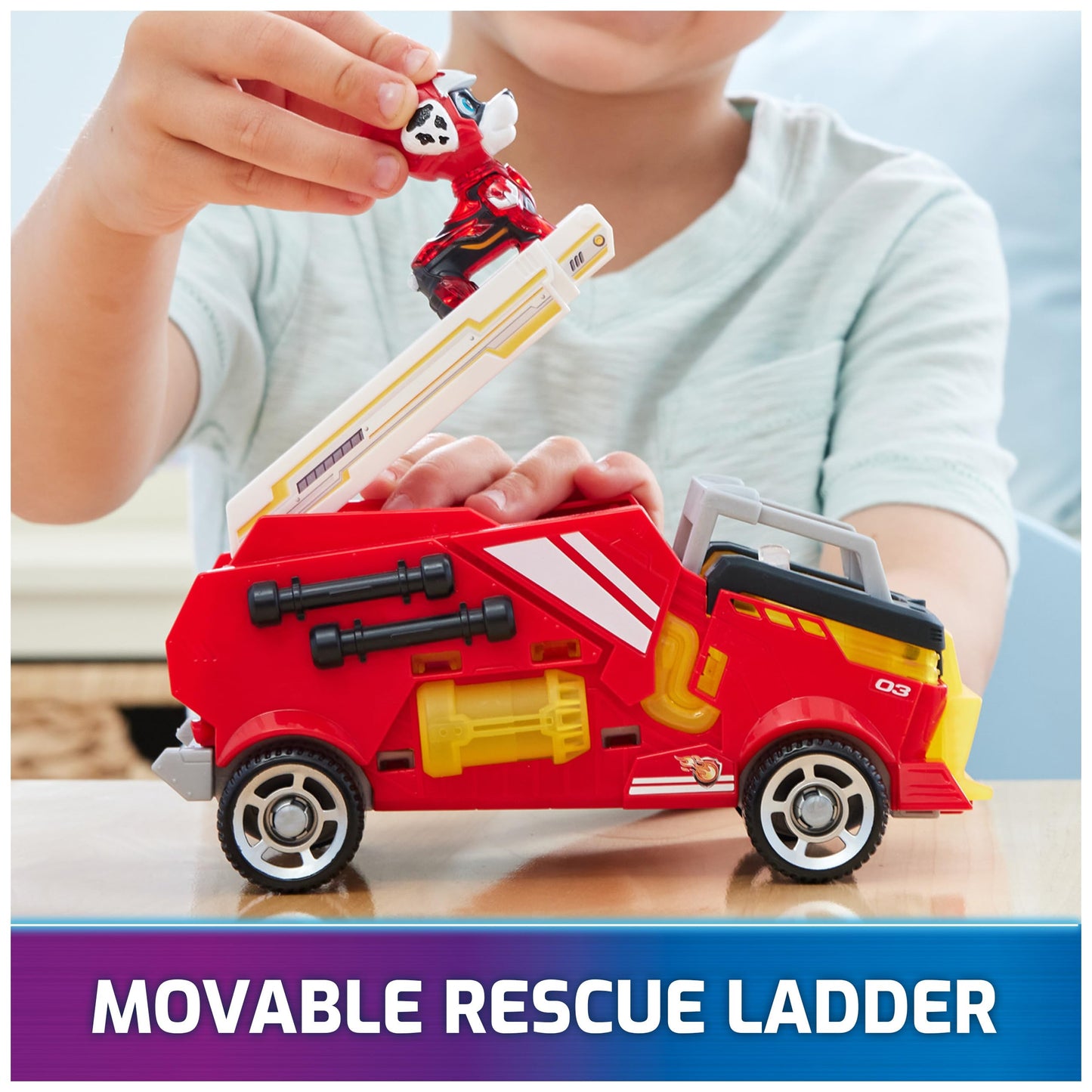 PAW Patrol: The Mighty Movie, Firetruck Toy with Marshall Mighty Pups Action Figure, Lights and Sounds, Kids Toys for Boys & Girls 3+