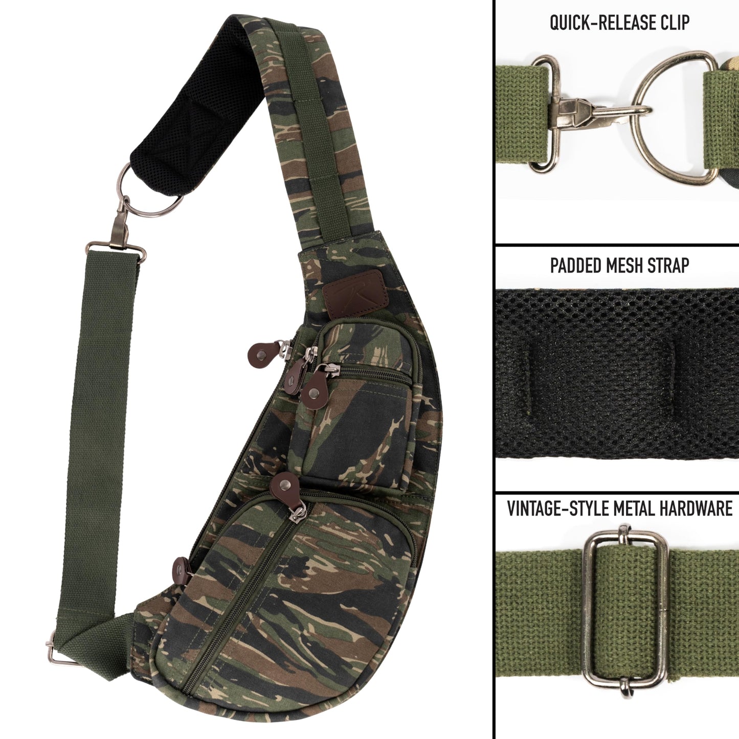 Rothco Vintage Canvas Crossbody Sling Bag - Compact Travel Shoulder Backpack 2L Storage, Olive Drab