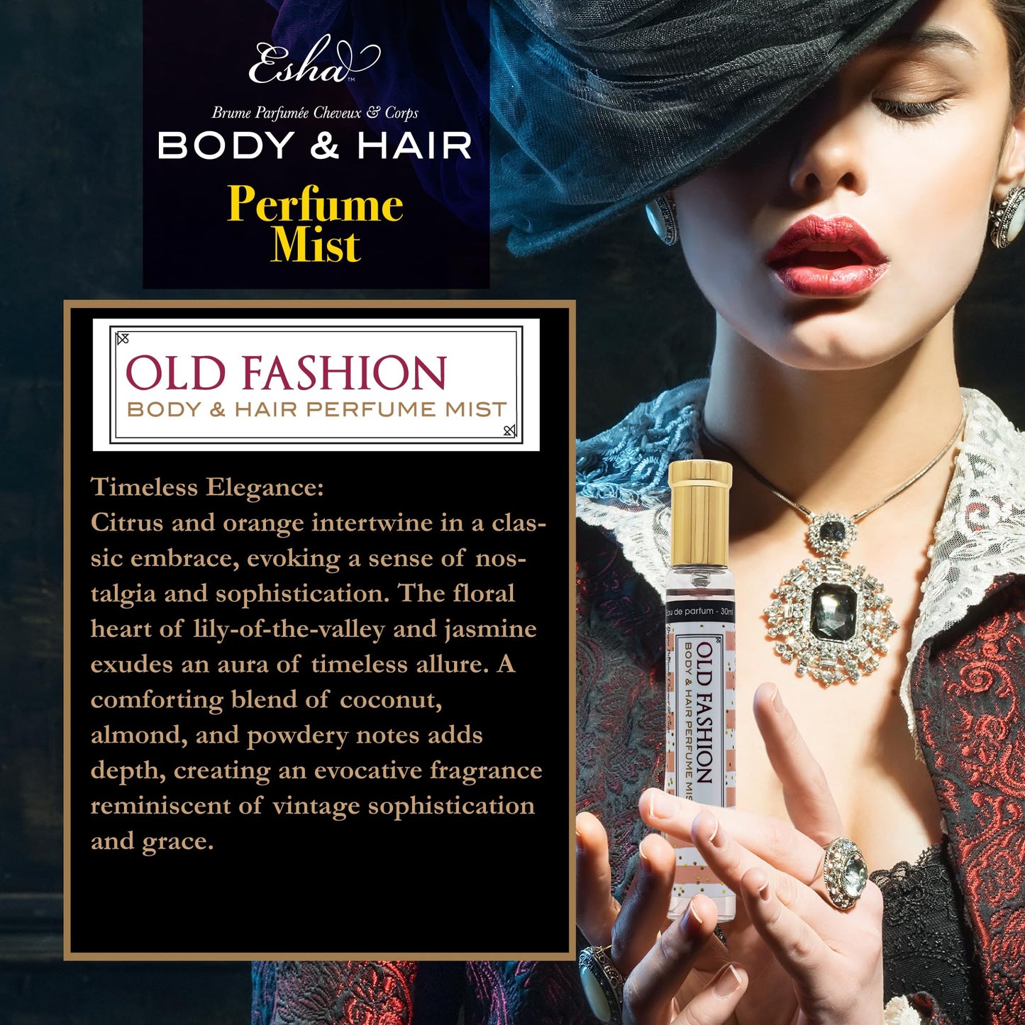 Esha Body & Hair Perfume Mist - Eau de Parfum for Women - Infused with Betaine - Citrus Orange and Lily - (OLD FASHION) Beauty & Personal Care Esha