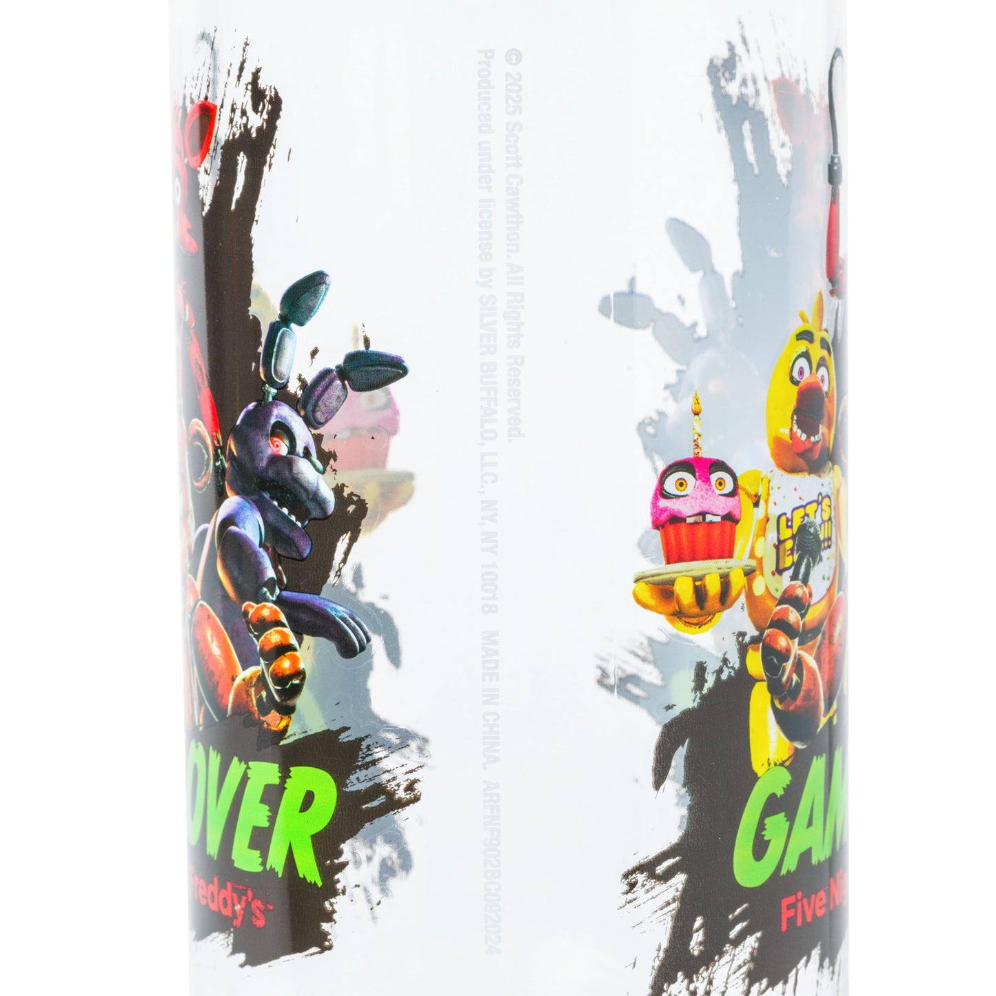 Silver Buffalo Five Nights at Freddy's Special Delivery Game Over Group 33.8oz Sports Water Bottle