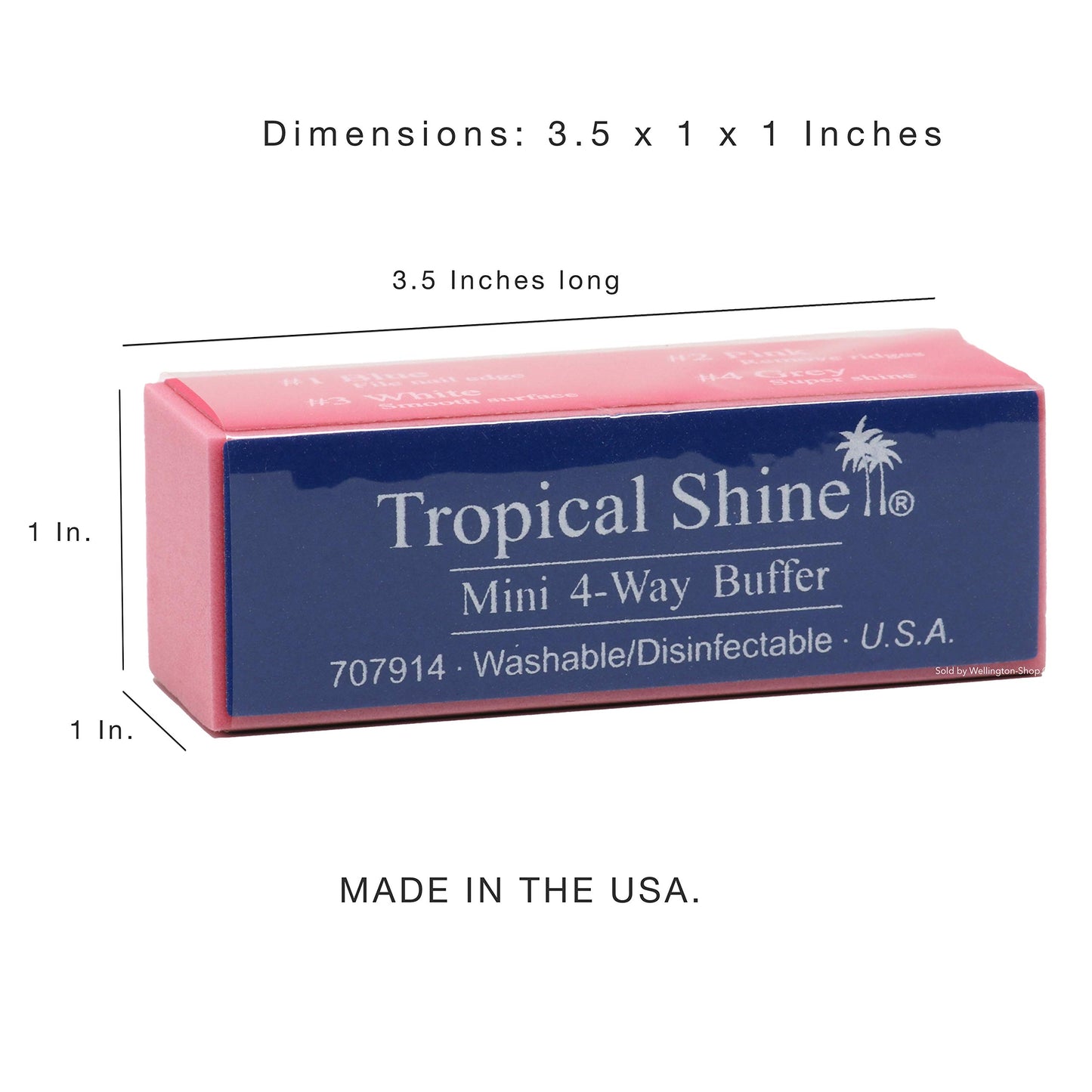 Tropical Shine Mini 4 Way Buffer Block - Professional Nail Buffering Block for Shaping, Smoothing, and Polishing Nails - Portable Nail Care (2 Pack)