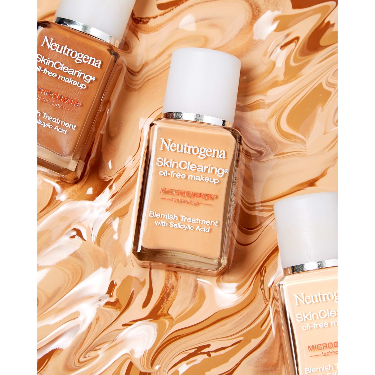 Neutrogena SkinClearing Oil-Free Acne and Blemish Fighting Liquid Foundation with.5% Salicylic Acid Acne Medicine, Shine Controlling Makeup for Acne