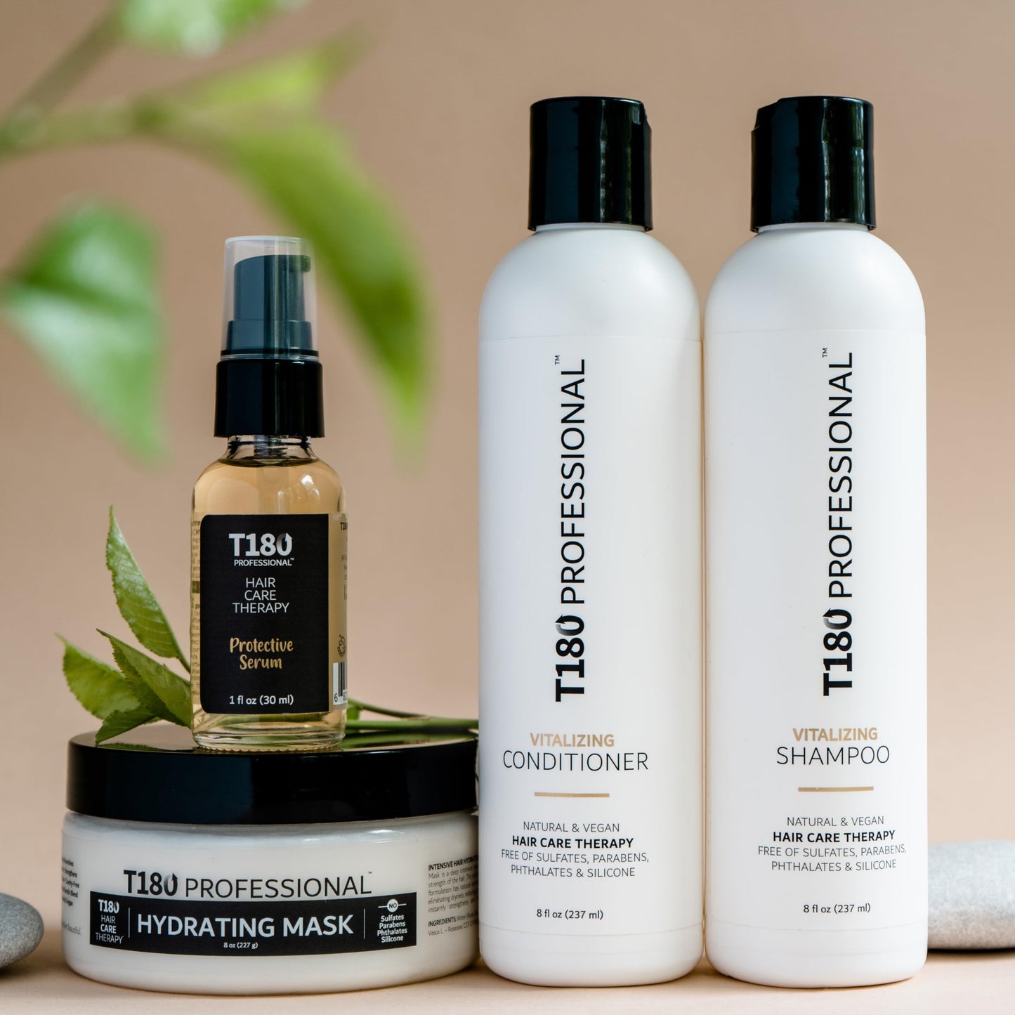 T180 Hair Care Therapy Hair Repair Treatment for Damaged Hair - 4-Piece, 4 oz Kit Treatment Consisting of Vitalizing Shampoo and Conditioner, Hair