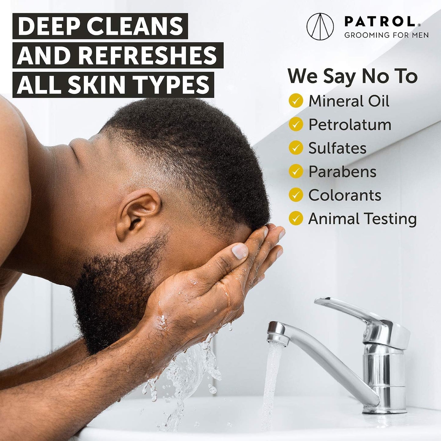 Bump Patrol Skin Patrol Activated Charcoal Face Wash for Men - Daily Deep Cleansing Men’s Face Wash for Oily Skin, Paraben and Sulfate Free Facial