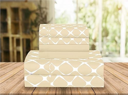 Elegant Comfort Luxury Soft Bed Sheets Bloomingdale Pattern - 1500 Premium Hotel Quality Microfiber Softness Wrinkle and Fade Resistant (6-Piece)