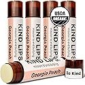 Kind Lips Lip Balm - Nourishing & Moisturizing Lip Care with Shea Butter, Beeswax & Vitamin E | Georgia Peach Flavor | 0.15 Oz (Pack of 5)