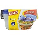 Glad Ware Big Bowl Containers with Lids, Round Size, 3 ct, 48 ounce