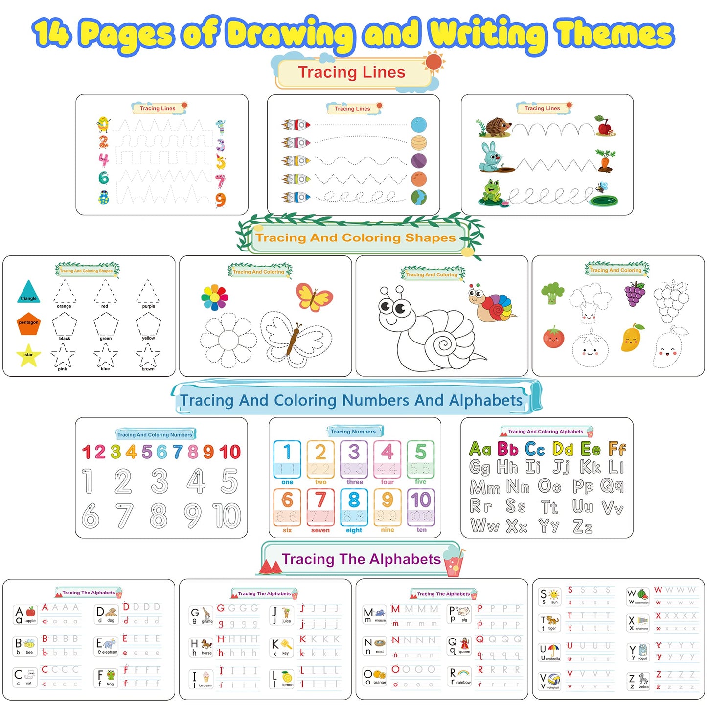 Huijing Montessori Busy Book – Preschool Learning Activity Binder with Tracing & Coloring, Autism-Friendly Educational Workbook for Toddlers