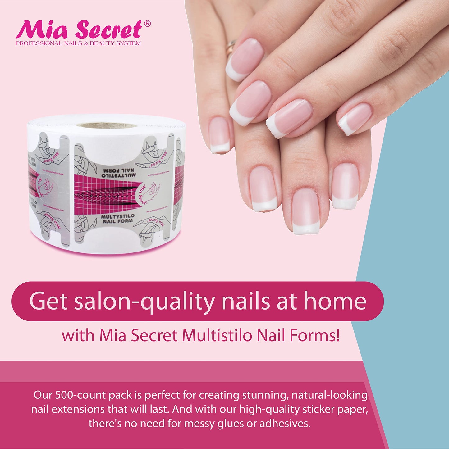 Mia Secret Multistilo 500 PCS - Nail Extension Tips, Forms for Acrylic & Gel Nails - Guide Stickers Beauty & Personal Care Mia Secret