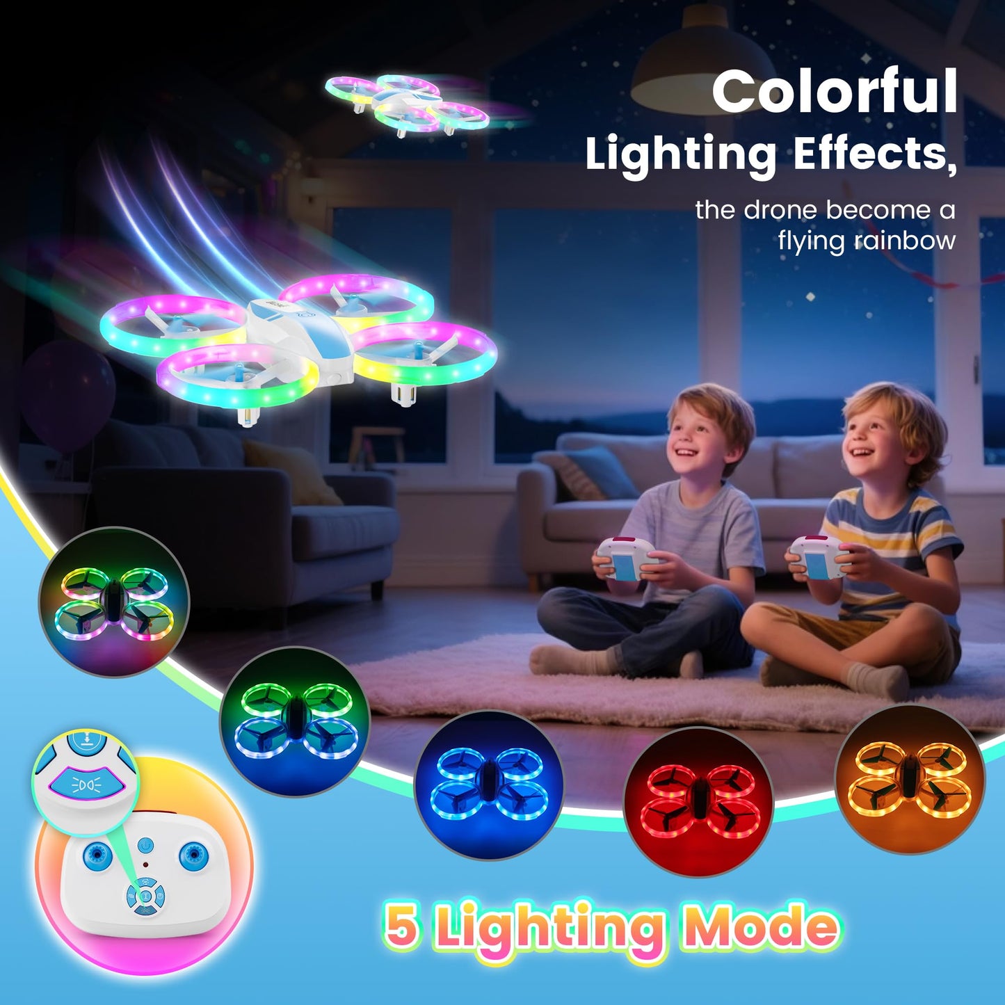 Mini Drone for Kids and Beginners with Fancy LED & Altitude Hold,Birthday Gift for Boys Girls,RC Drone with Propeller Protection,360°Flips,3 Speed…