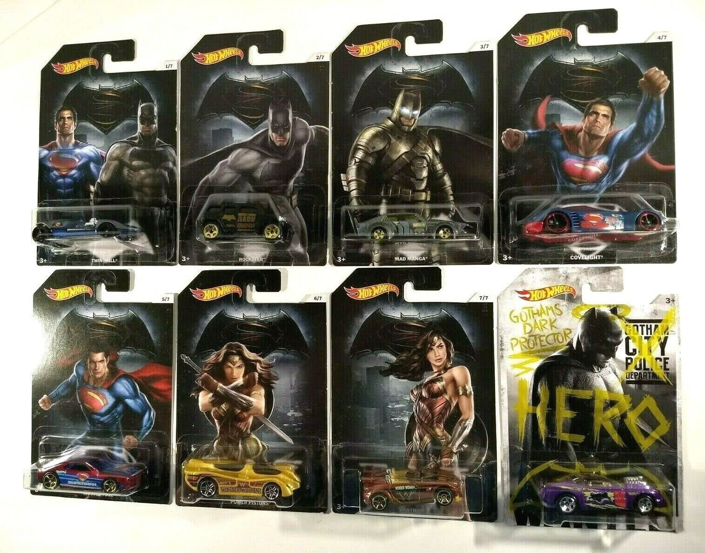 Hot Wheels, Batman V Superman: Dawn of Justice Bundle of 8 Die-Cast Cars