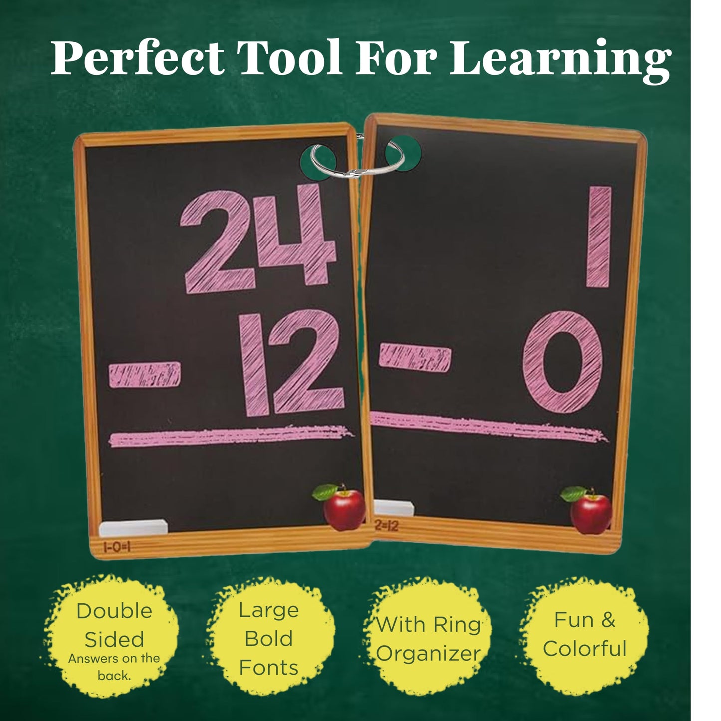 Star Right Math Flash Cards Set of 4 – Addition, Subtraction, Multiplication & Division with Rings, 208 Cards for Kids Ages 6+